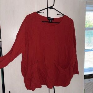 Jones New York Textured Red Blouse